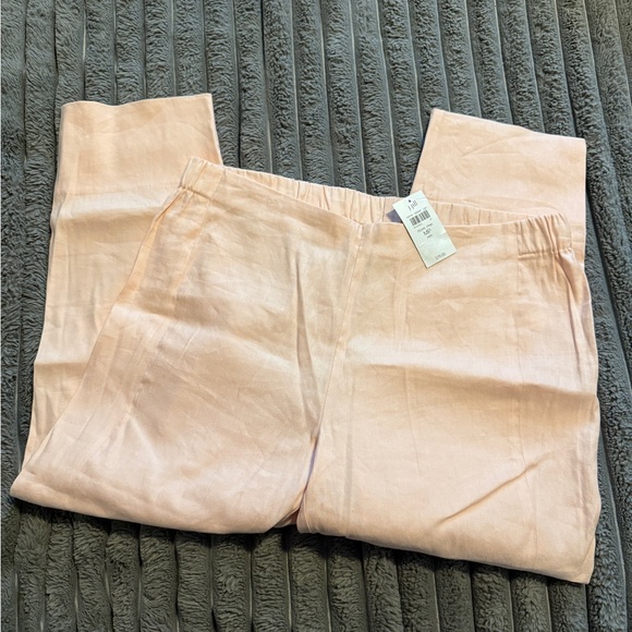 NWT J.Jill Pearl Pink Linen Cropped Pants Medium Petite - Picture 2 of 5